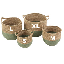 Lade das Bild in den Galerie-Viewer, Flechtkorb "Valencia" aus Seegras XL natur/grün, 35 cm