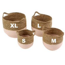 Lade das Bild in den Galerie-Viewer, Flechtkorb "Valencia" aus Seegras XL natur/rosa, 35 cm
