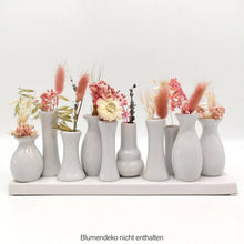 Lade das Bild in den Galerie-Viewer, 10 Mini-Vasen auf Tablett, weiß
