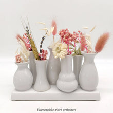 Lade das Bild in den Galerie-Viewer, 7 Mini-Vasen auf Tablett, weiß
