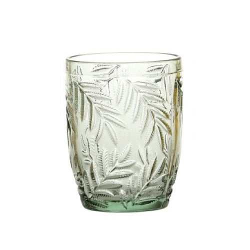 Flaschengrünes Wasserglas mit Blattmuster aus der Chic Antique 