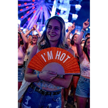 Lade das Bild in den Galerie-Viewer, Fisura Fächer "I'm hot", rot-orange-glitzernd
