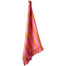Lade das Bild in den Galerie-Viewer, Geschirrtuch "Stripes &amp; Ruffles" 50x70 cm, rosa/braun
