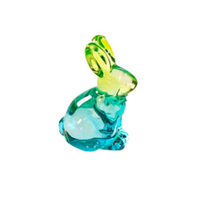 Lade das Bild in den Galerie-Viewer, Kristall-Hase aus Glas blau/gelb, 10 cm
