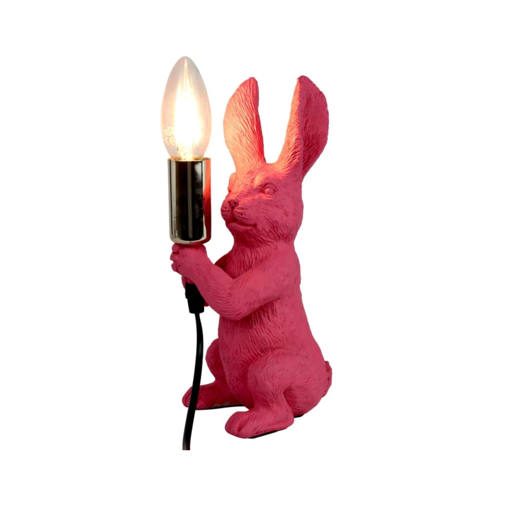 Lampe in Hasen-Form in pink.