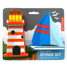 Lade das Bild in den Galerie-Viewer, Kikkerland 2er-Set Spülschwämme "Leuchtturm &amp; Segelboot"
