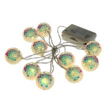 Lade das Bild in den Galerie-Viewer, LED-Lichterkette mit 10 Discokugeln, silber
