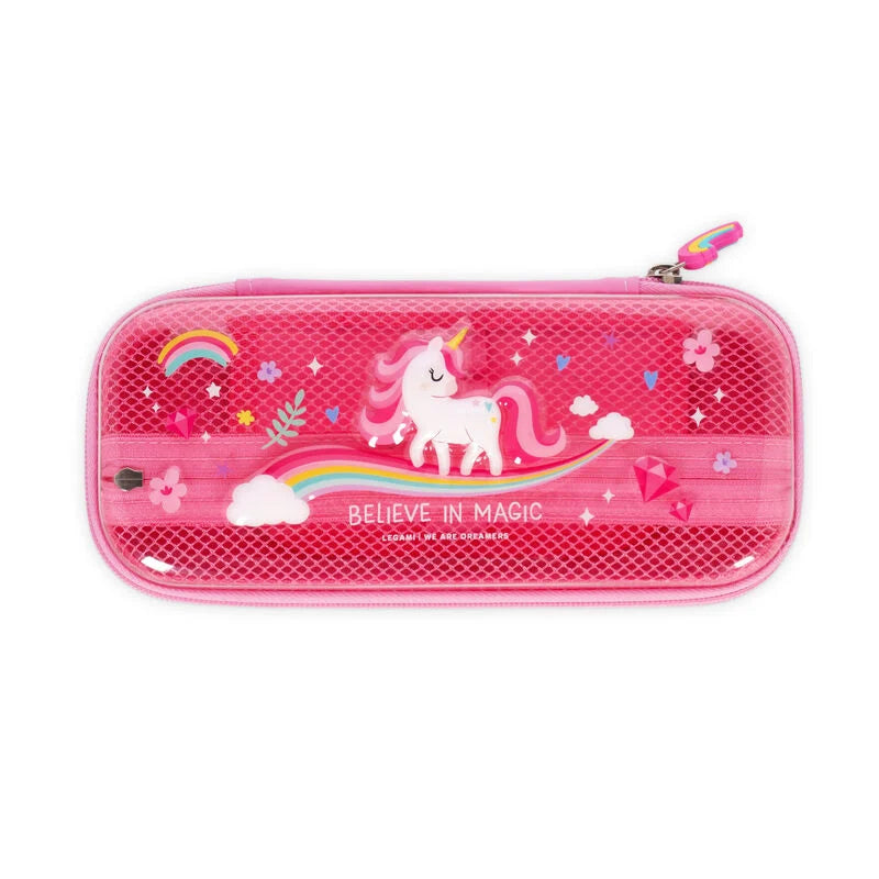 Federmäppchen aus der Legami Wonderwow-Kollektion mit Einhorn-Motiv in Pink.