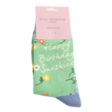 Lade das Bild in den Galerie-Viewer, Ms. Sparrow Socken &quot;Happy Birthday Sunshine&quot;, grün/blau
