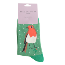 Lade das Bild in den Galerie-Viewer, Ms. Sparrow Socken "Rotkehlchen", grün
