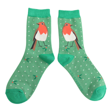 Lade das Bild in den Galerie-Viewer, Ms. Sparrow Socken "Rotkehlchen", grün

