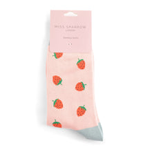 Lade das Bild in den Galerie-Viewer, Ms. Sparrow Socken &quot;Erdbeeren&quot;, rosa/hellblau

