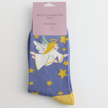 Lade das Bild in den Galerie-Viewer, Ms. Sparrow Socken &quot;Engel&quot;, blau

