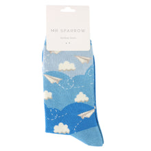 Lade das Bild in den Galerie-Viewer, Mr. Sparrow Socken &quot;Papierflieger&quot;, blau/blau
