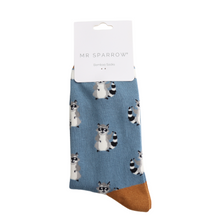 Lade das Bild in den Galerie-Viewer, Mr. Heron Socken "Waschbären", blau/gelb
