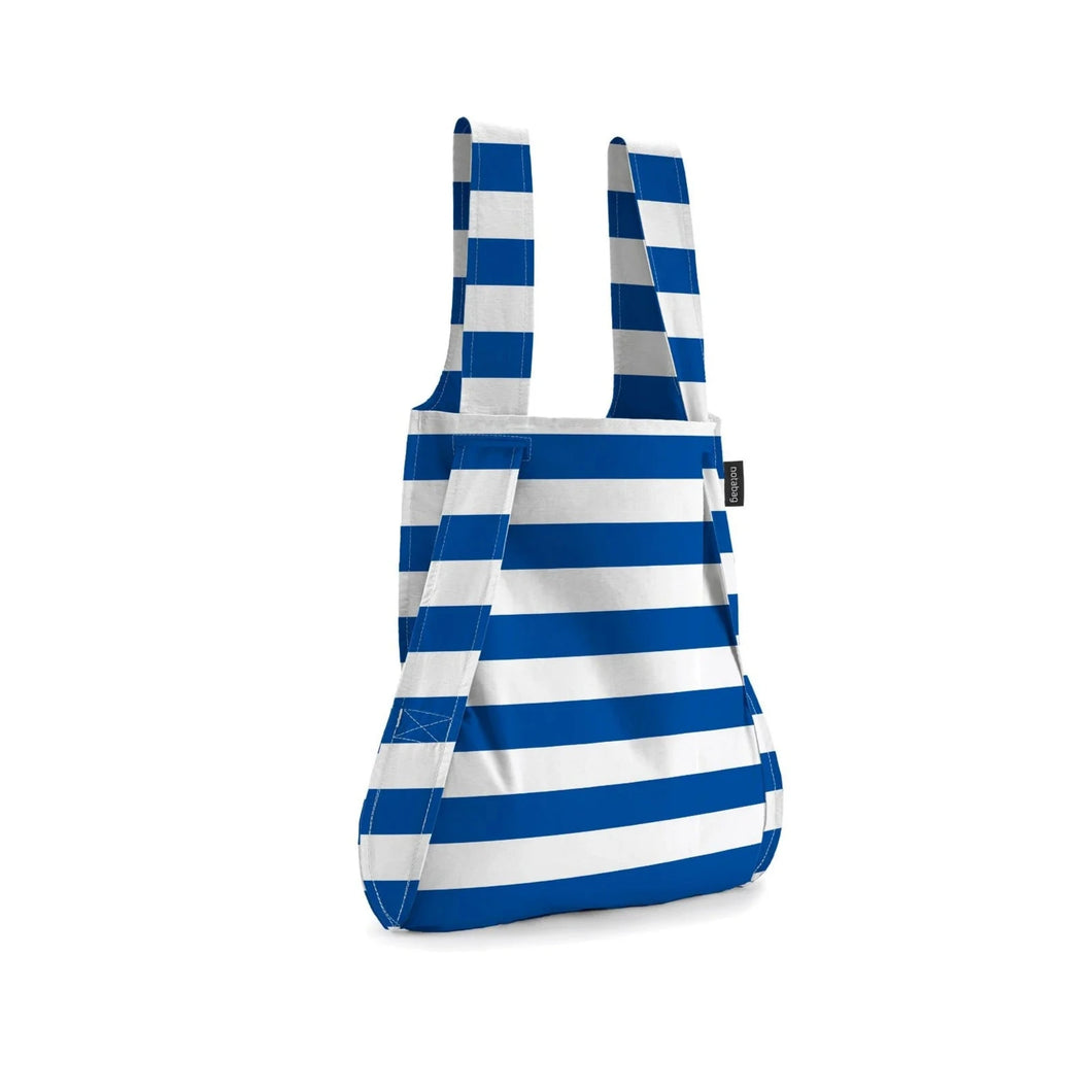 Notabag 2-in-1 Tasche/Rucksack, marineblau/weiß gestreift