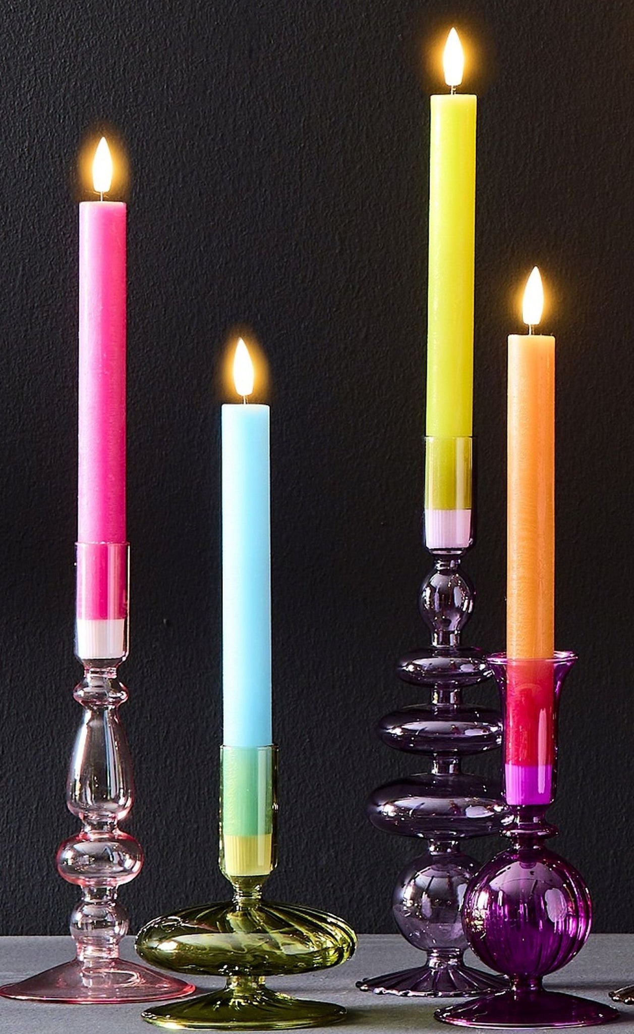 4er Set LED-Kerzen, pink/grün/orange/blau – Shoppen Im Kaufrausch