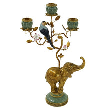 Lade das Bild in den Galerie-Viewer, Kerzenhalter &quot;Elefant &amp; Papagei&quot;, 46 cm
