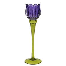 Lade das Bild in den Galerie-Viewer, Windlicht &quot;Tulpe&quot; lila, 26 cm
