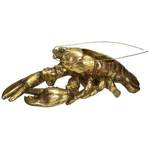 Goldene Deko-Schale in Form eines Hummers.