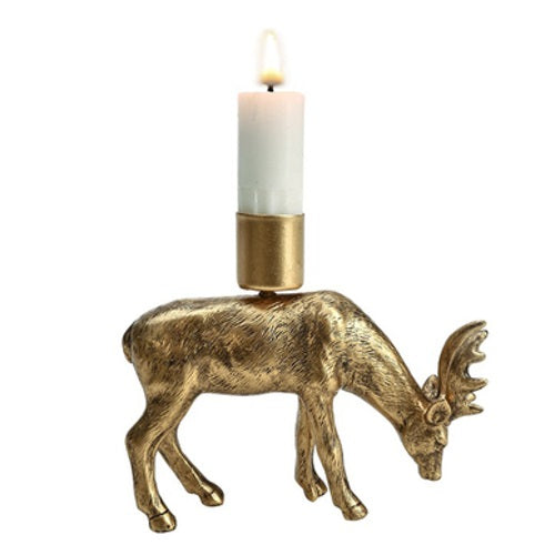 Kerzenhalter Hirsch, gold