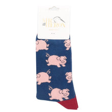 Lade das Bild in den Galerie-Viewer, Mr. Heron Socken &quot;Schweine&quot;, blau/rot
