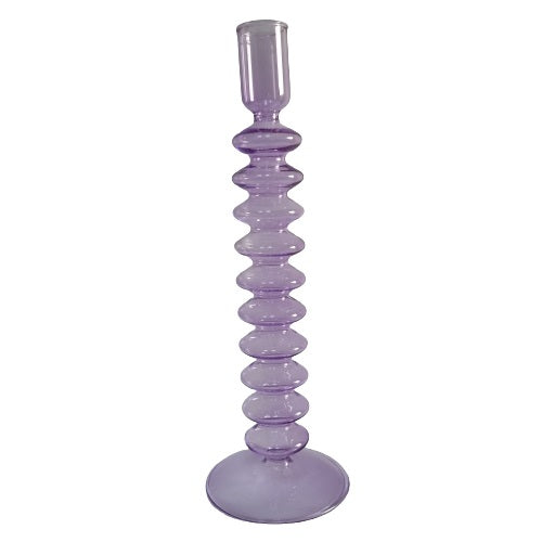 Kerzenhalter aus lila-transparentem Glas im Bubble-Design
