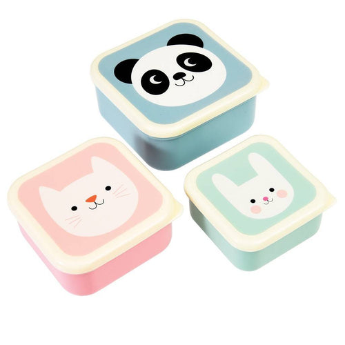3-teiliges Brotdosen-Set von Rex London mit Motiven von Panda, Katze und Hase