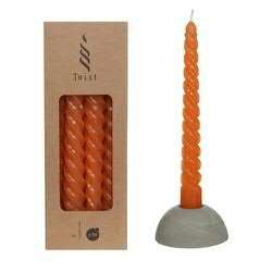 4er-Set Spiralkerzen 19 cm, orange