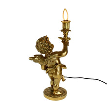 Lade das Bild in den Galerie-Viewer, Rückansicht der Werner Voß Lampe &quot;Angelo&quot; - ein goldener Engel, der eine Leuchte hält.
